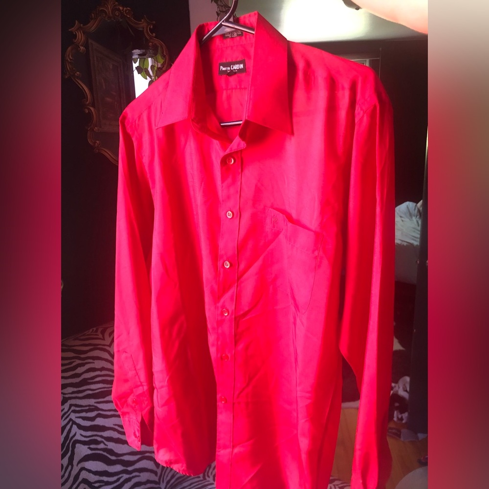 vintage pierre cardin 100% silk shirt, size mens small, fits like womens medium
